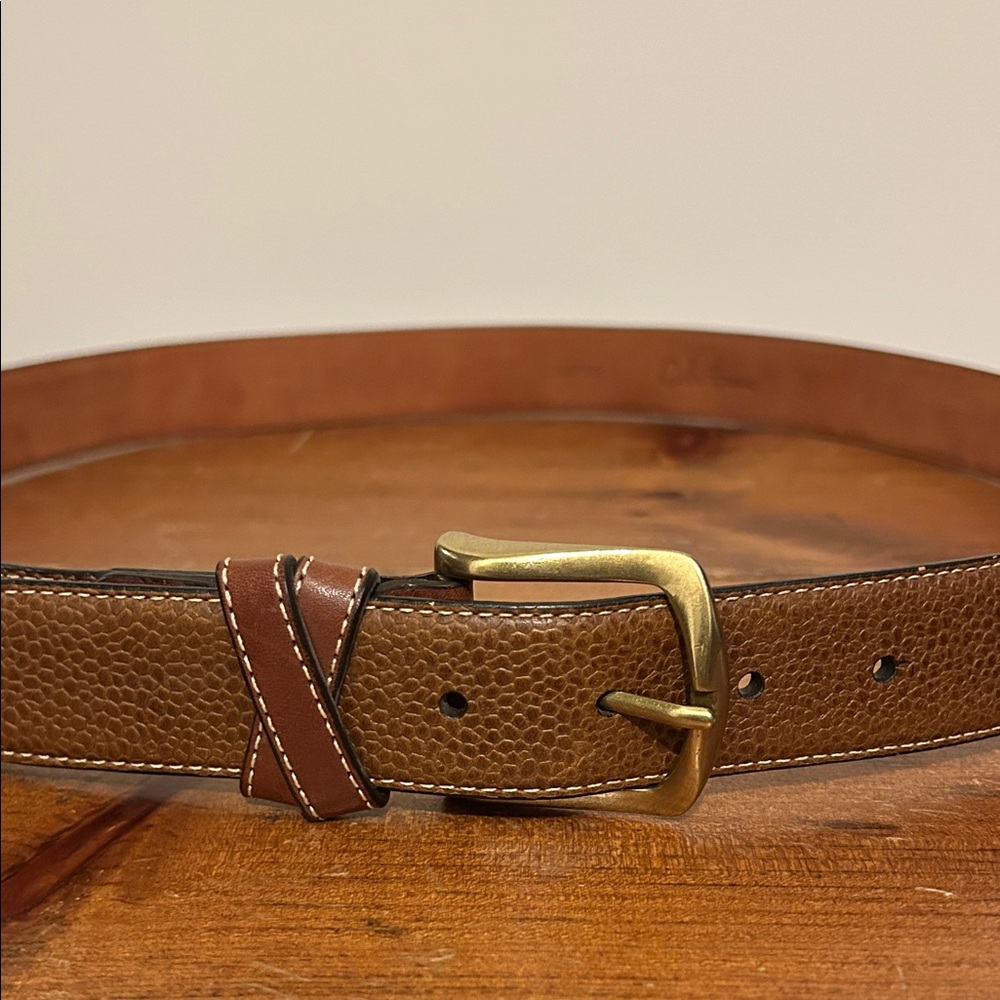 Cole Haan Tan Leather Belt with Gold Buckle